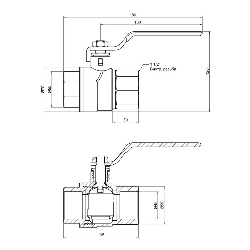 Кран кульовий Thermo Alliance Forte 1 1/2" ВР для води (ручка) SF600W40 — фото 2