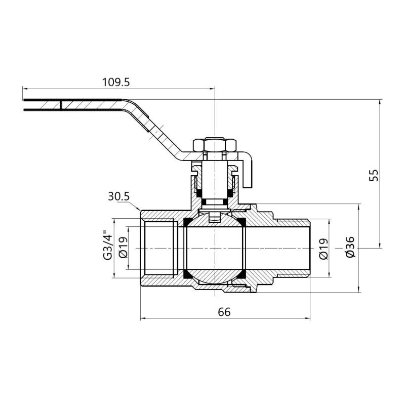 Кран кульовий Thermo Alliance Forte 3/4" ВЗ для води (ручка) SF605W20 — фото 2