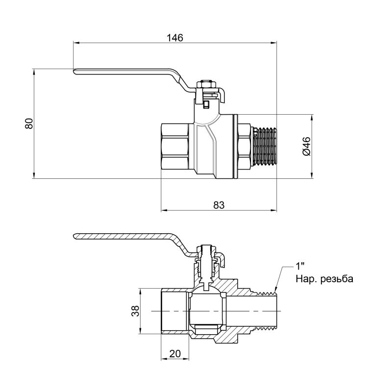 Кран кульовий Thermo Alliance Forte 1" ВЗ для води (ручка) SF605W25 — фото 2