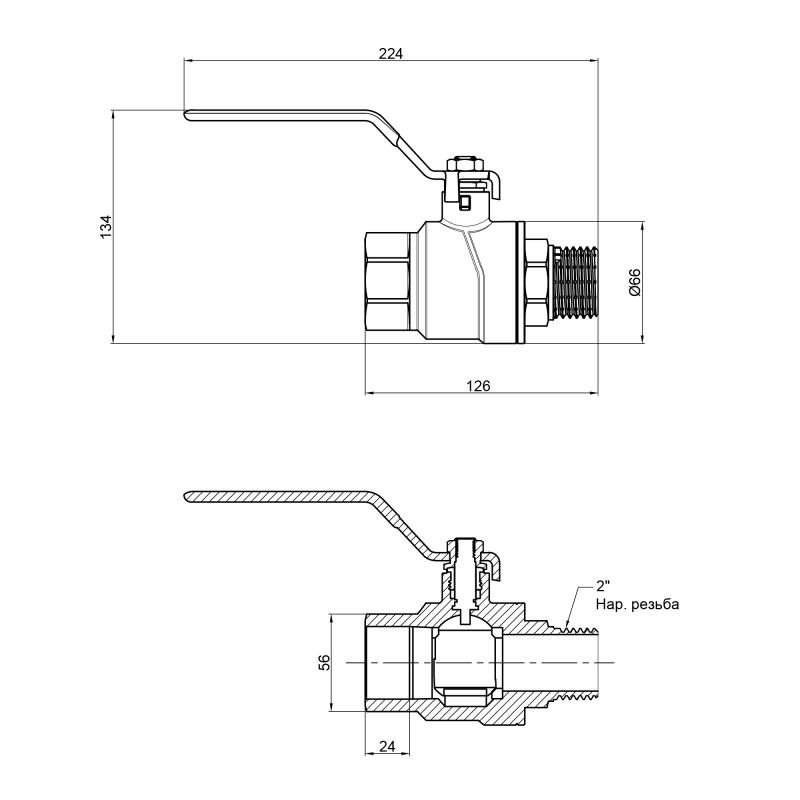 Кран кульовий Thermo Alliance Forte 2" ВЗ для води (ручка) SF605W50 — фото 2