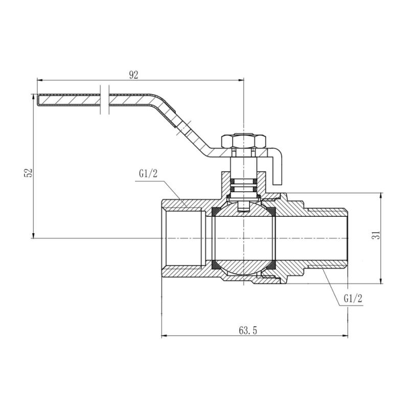 Кран кульовий Thermo Alliance Forte 1/2" ВЗ для газа (ручка) SF605G15 — фото 2