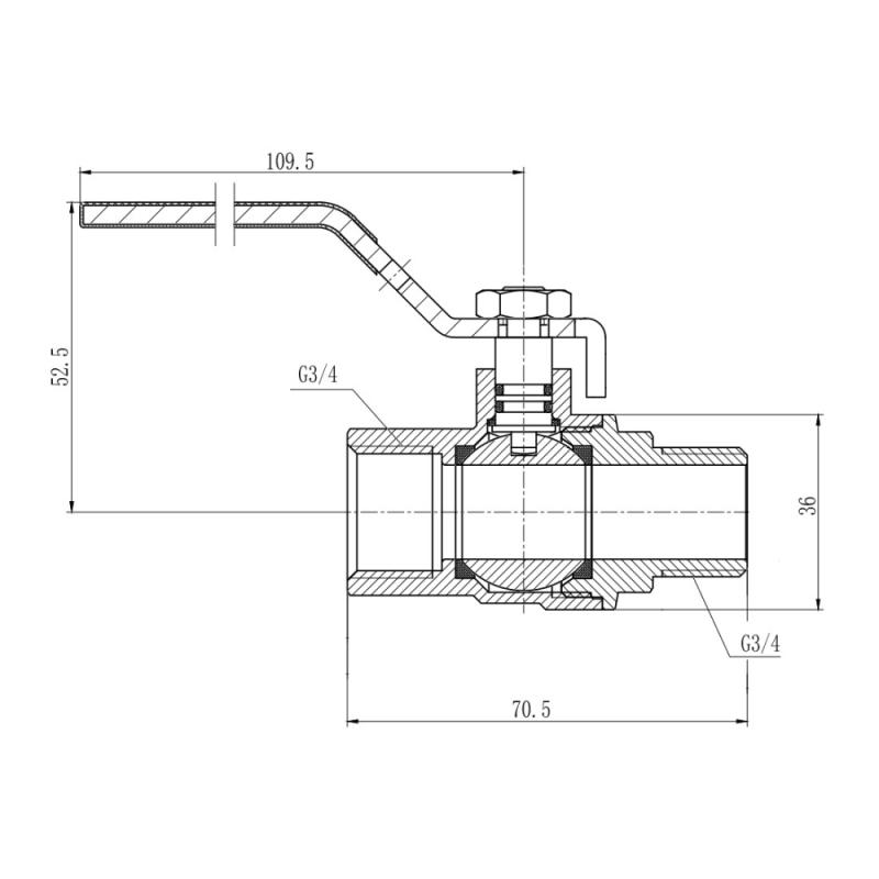 Кран кульовий Thermo Alliance Forte 3/4" ВЗ для газа (ручка) SF605G20 — фото 2