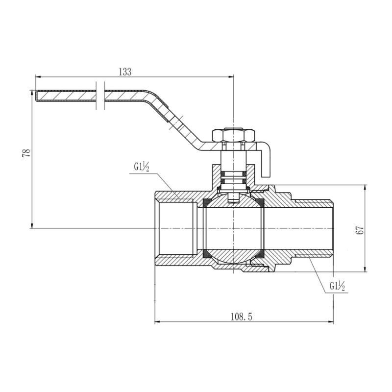 Кран кульовий Thermo Alliance Forte 1" 1/2 ВЗ для газу (ручка) SF605G40 — фото 2