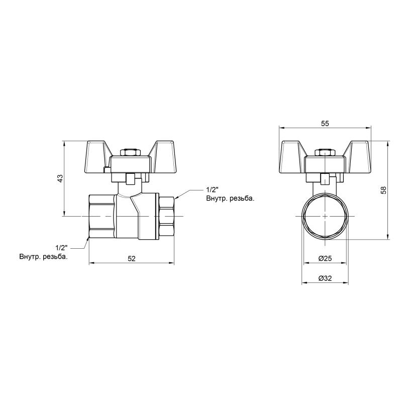 Кран кульовий Thermo Alliance Forte 1/2" ВР для води (метелик) SF602W15 — фото 2
