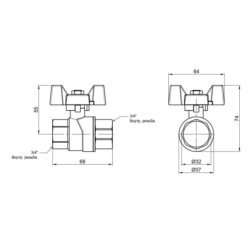 Кран кульовий Thermo Alliance Forte 1" ВР для газа (метелик) SF602G25 — фото 2