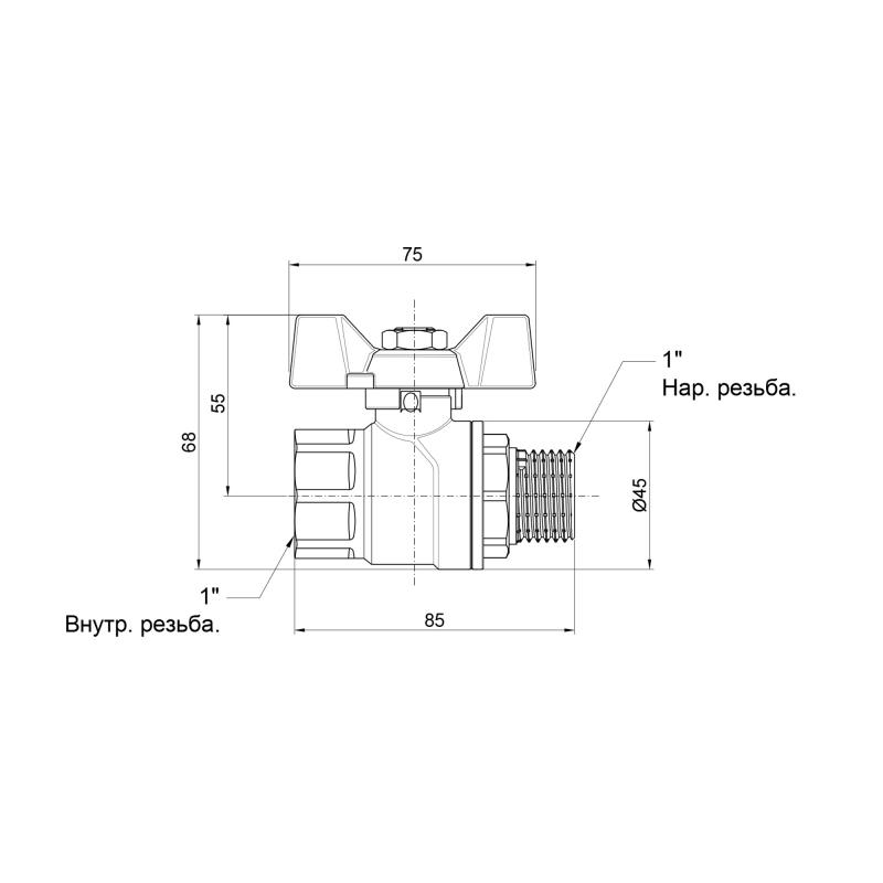 Кран кульовий Thermo Alliance Forte 1" ВЗ для води (метелик) SF607W25 — фото 2