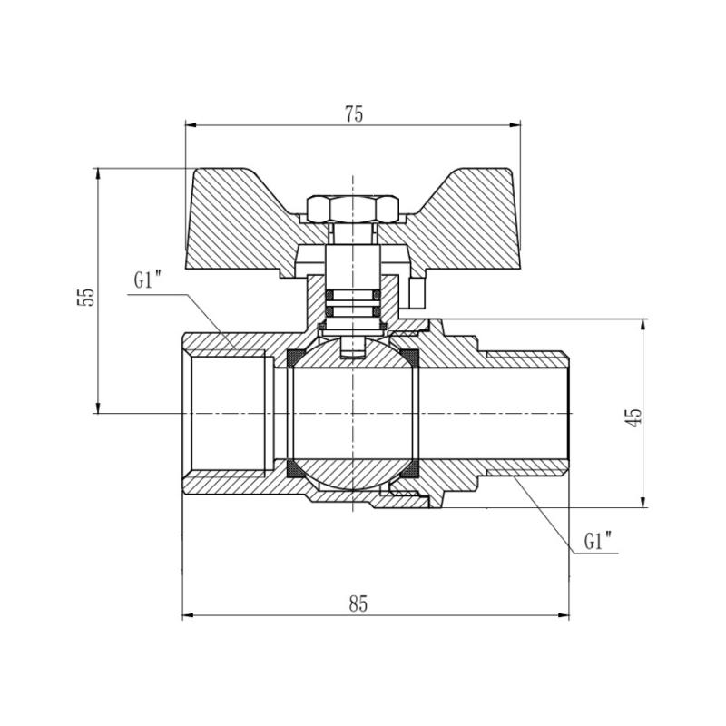 Кран кульовий Thermo Alliance Forte 1" ВЗ для газа (метелик) SF607G25 — фото 2