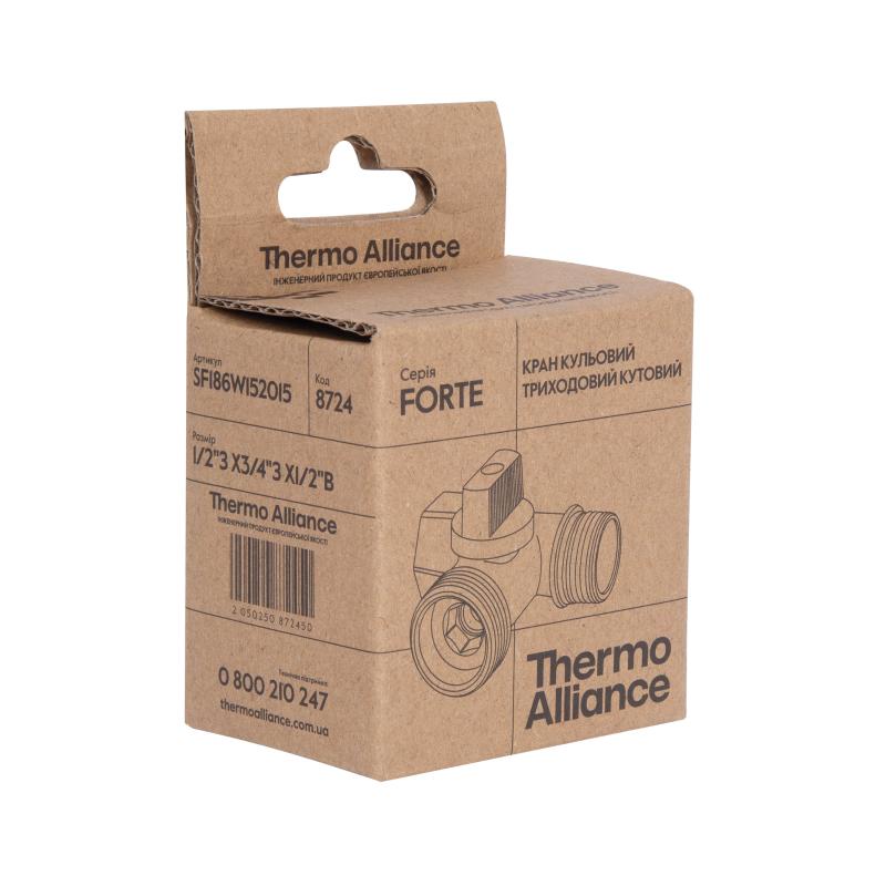 Кран приладовий кульовий Thermo Alliance Forte 1/2"х3/4"х1/2" SF186W152015 — фото 7