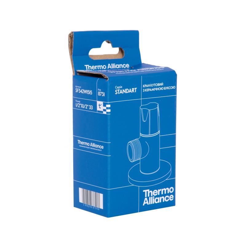 Кран кутовий Thermo Alliance Standart (ручка кругла) з керам.буксою 1/2"З х 1/2"З SF342W1515 — фото 8