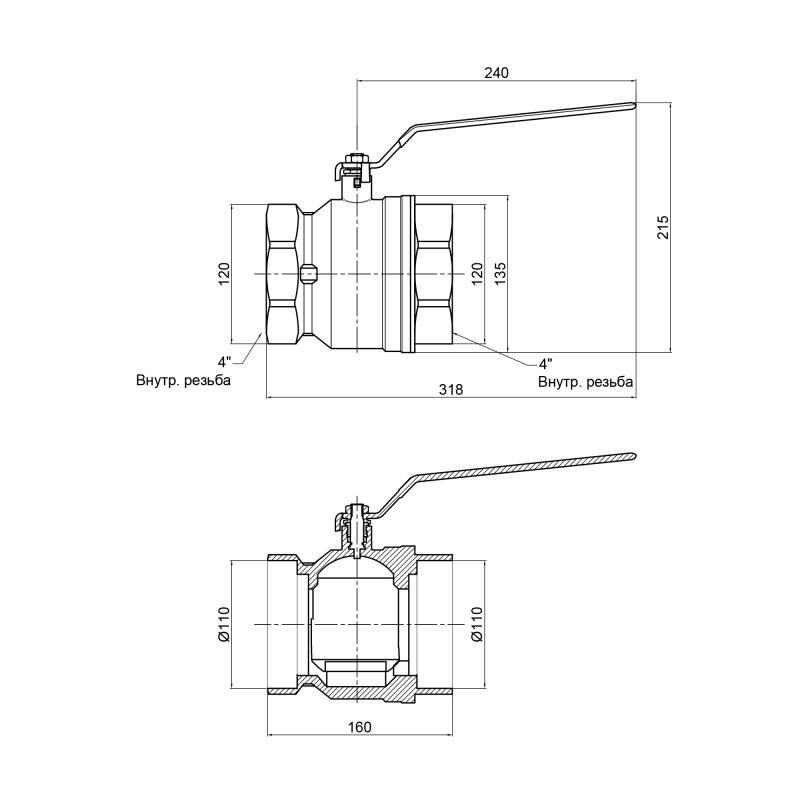 Кран кульовий Thermo Alliance Base 4" ВР для води (важіль) SD600W100 — фото 2