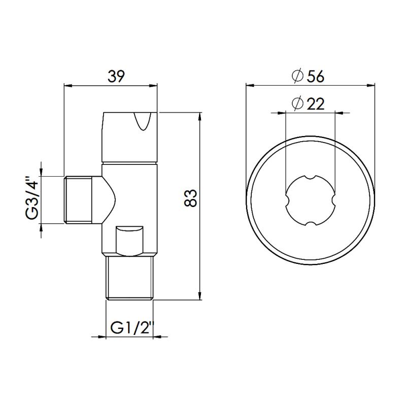 Кран кутовий Thermo Alliance Standart (ручка кругла) з керам.буксою 1/2"З х 3/4"З SF342W1520 — фото 2