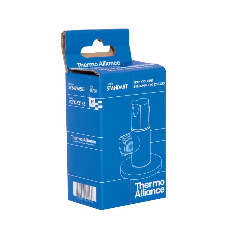 Кран кутовий Thermo Alliance Standart (ручка кругла) з керам.буксою 1/2"З х 3/4"З SF342W1520 — фото 8